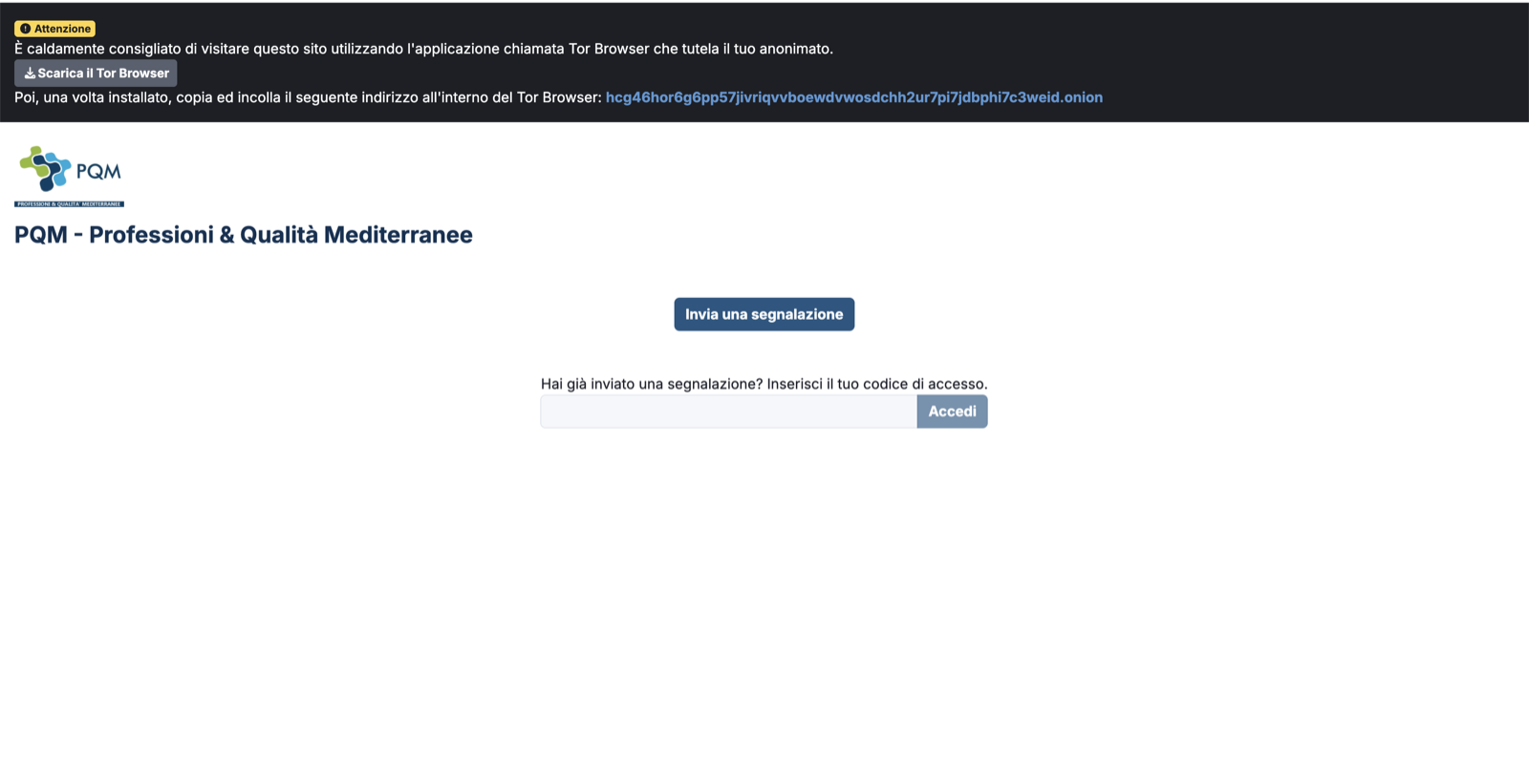 Piattaforma software PQM per la gestione delle segnalazioni whistleblowing